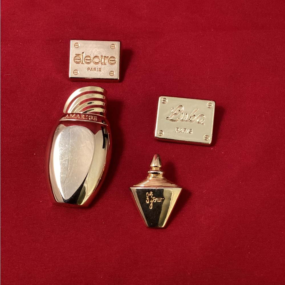 Perfume and French designers brooches pins lot